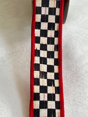 (1 Yard) Mackenzie Childs COURTLY CHECK (Red) 1  Wide Wire RIBBON New M22-ja • $7.99