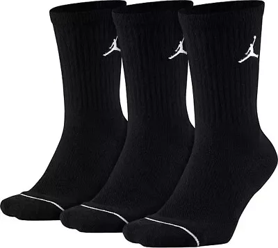 $24 Nike Air Jordan Everyday Max Dri-Fit Crew Socks 3 Pack Black White Sz L 8-12 • $20.33