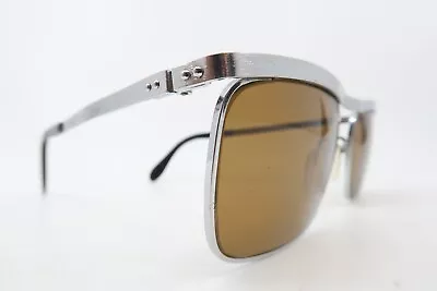 Vintage 60s Brushed Steel Sunglasses With Original Tempered Glass Lenses Men's M • £15