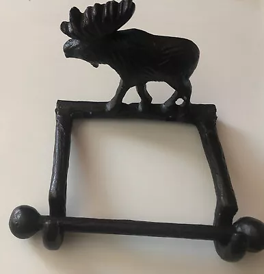 Metal Wall Mount Moose TP Toilet Paper Tissue Roll Holder Cabin/Lodge Bath Decor • $25