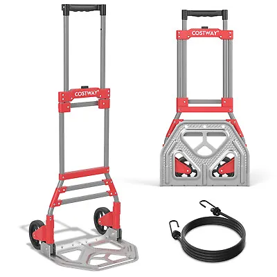 Folding Hand Truck Portable Hand Cart Dolly Cart W/ Bungee Cord & Load Plate • $39.99