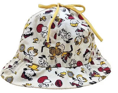 RARE! VINTAGE Peanuts Playing Sports Youth Small BUCKET HAT Snoopy Woodstock EUC • $38