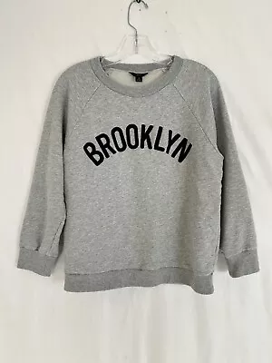 J Crew Womens Long Sleeve Gray Crewneck Pullover Sweatshirt BROOKLYN Logo Medium • $19.90