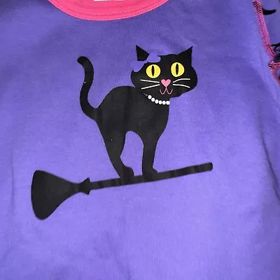 Hanna Andersson Girls 10 Purple Pink Black Cat Halloween Witch Organic Cotton • $7