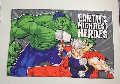 1 Marvel Avengers Mightiest Heroes Reversible Pillow Case Hulk Thor Iron Man • $10