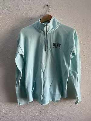 $17.95 • Buy PINK Victoria's Secret 1/2 Zip Sweatshirt Top Women's Small Light Green Color