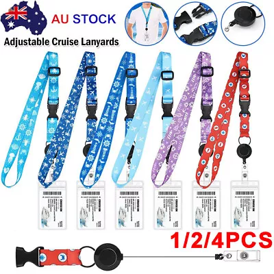 1/2/4x Adjustable Cruise Lanyards With Waterproof ID Badge Reel Holder Key Cards • $18.59