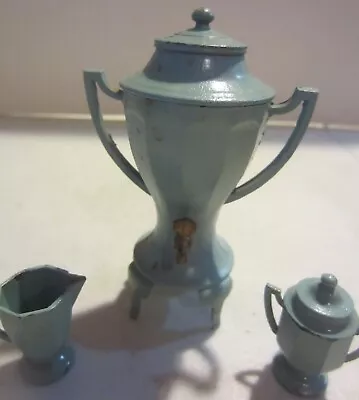 Vintage Miniature  Metal Coffee Pot Urn / Sugar And Creamer  • $75