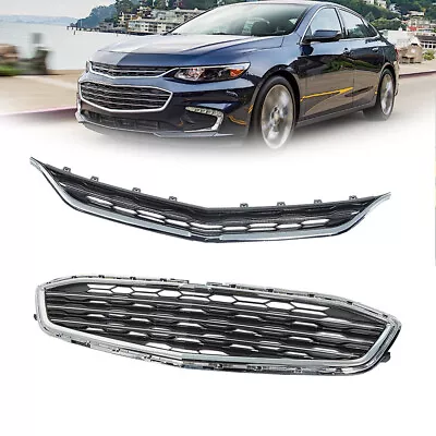 For 2016-2018 Chevrolet Malibu Front Bumper Upper Lower Honeycomb Grille Chrome • $49.40