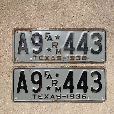 1936 Texas Farm Truck License Plate Pair 63655 Ford Chevy Classic Pickup NICE • $1921.01