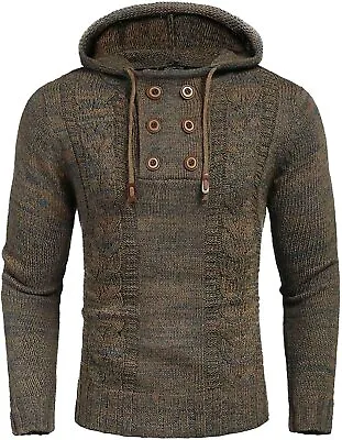 COOFANDY Men's Knitted Hoodies Pullover Casual Long Sleeve Turtleneck Sweaters • $89.22