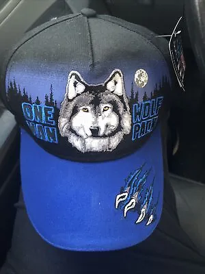 One Man Wolf Pack Black & Blue Ball Cap • $14.99