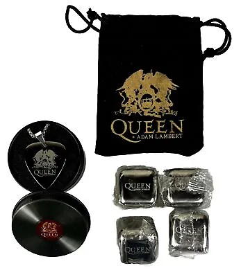 Queen +Adam Lambert “The Rhapsody Tour” VIP Swag Guitar Pick Necklace Metal Ice • $167.69