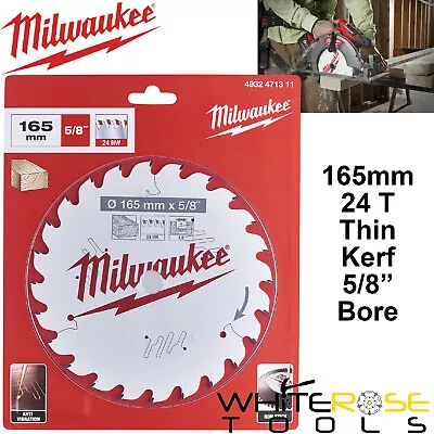 Milwaukee Circular Saw Blade 165mm Wood Cutting Thin Kerf 5/8  Bore 24T ATB • £22.99