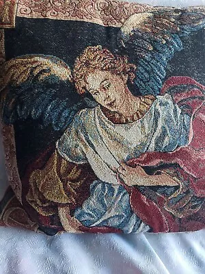 Christmas Angel Throw Pillow 16 X 16  Tapestry Winter Vintage Noel • $24