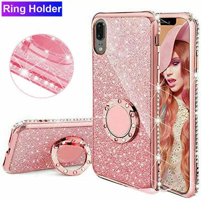 For Huawei P40 P30 Mate 20 Pro Lite Bling Diamond Ring Holder Soft Cover Case • £5.25