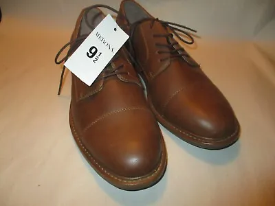 NWT Merona Abbott Mens Size 9 1/2 Brown Faux Leather Lace Up Oxford Shoes NEW! • $14.98