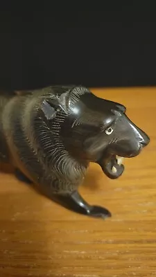 Vintage Carved Black Horn Sculpture Panther Tiger • $18.95