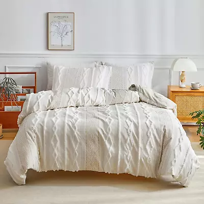 ARYURBU Double Tufted Duvet Cover Soft Microfibre Geometric Bedding Cover Sets • £31.61