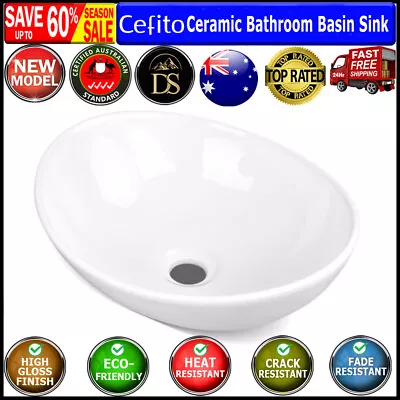 Cefito Ceramic Basin Hand Wash Bowl Bathroom Sink Gloss Counter Top Vanity Oval • $48.31