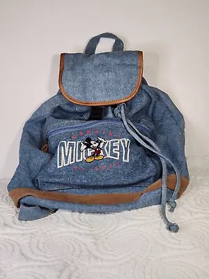 Vtg  Mickey Mouse Classic Backpack Blue Bag . 16 X 5  18  . Marked  & Washable  • $32