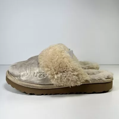 UGG Cozy II Metallic Genuine Shearling Scuff Slipper  Kids Size 2 Metallic Gold • $20