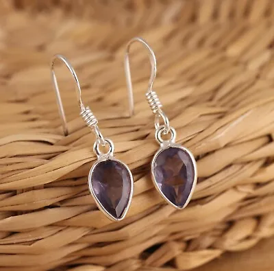 Natural Iolite Teardrop 925 Sterling Silver Dangle Drop Earrings Gift Boxed • £16.68