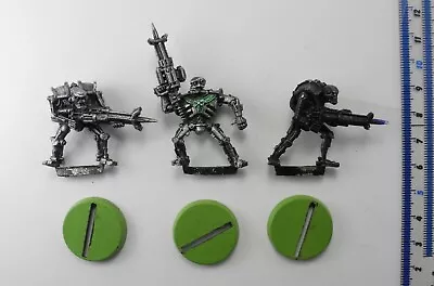 3 NECRON WARRIORS Metal Necrons Army Raiders Painted Warhammer 40K 1990s A3c • £19.99