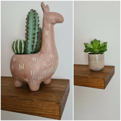 £0.99 • Buy 18cm Deep Rustic Floating Chunky Wooden Shelf, Kitchen Shelving Industrial Solid