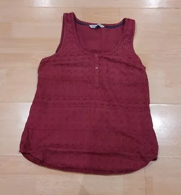 Ladies' FAT FACE Sleeveless Maroon Red Blouse Top UK10 E38 Used VGC • £7.99