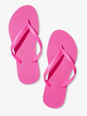 Victorias Secret PINK Logo Flip Flops Thong Sandals Beach Shoes Pink New • $18.99