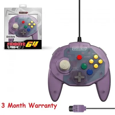 Retro-Bit Tribute 64 Controller For Nintendo N64 Original Atomic Purple  • $17.99