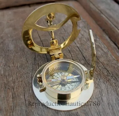 Handmade Brass Compass Vintage Nautical West London Sundial Working Compass Gift • $15.30