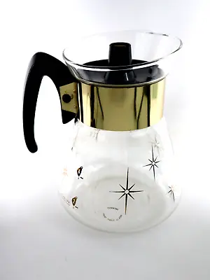 Vintage Pyrex Corning 1960s Atomic Star Burst 2 Cup Coffee Pot Carafe W/ Lid • $21.99
