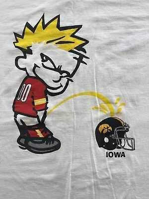 Vintage 00's Iowa State Cyclones Peeing On Hawkeyes Iowa Sucks Shirt Men's Sz XL • $49.99