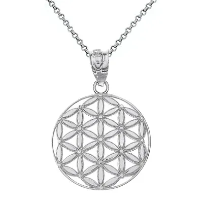 $38.39 • Buy .925 Sterling Silver Flower Of Life Sacred Geometry Pendant Necklace