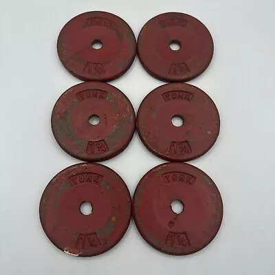 Vintage 1 1/4lb York Barbell Standard Cast Iron Weight Plates 1  • $34.95