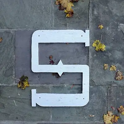 Vintage Letter S Sign Large Wood Cut Out Initial S Chippy White Painted Western • $65