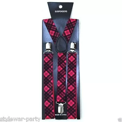 Unisex Girls Boys Men Ladies Adjustable Plain Printed Braces Fancy Suspenders • £2.99