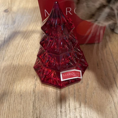 $45 • Buy MARQUIS By WATERFORD CRYSTAL CHRISTMAS TREE FIGURINE RED 3.5   IN ORIGINAL BOX