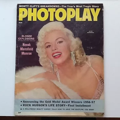 1957 Photoplay Monty Clift Rock Hudson Monroe Mansfield Grant   Fashion Gossip • $28