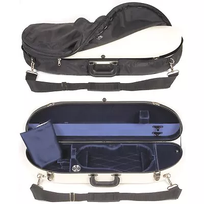 Bobelock 1047 Ivory Fiberglass Half Moon 4/4 Violin Case Blue Velvet Interior • $292.40