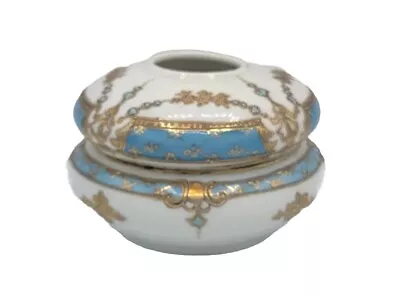 Art Nouveau Ornate Hair Receiver Fine China Victorian White Blue Gold Vintage • $20