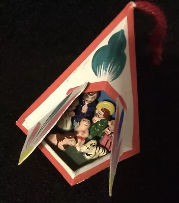 Vintage Folk Art Miniature Nativity Scene Christmas Ornament Handpainted Mexico • $18