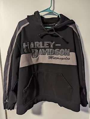 Harley Davidson Motorcycle Pullover Hoodie Black/Gray Size XL Mens See Pics! • $29.99