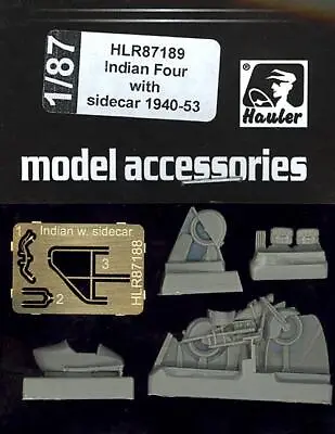 Hauler Models 1/87 INDIAN CHIEF MOTORCYCLE WITH SIDECAR Resin And Photo Etch Kit • $18.79