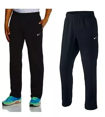 Men Nike Club Classic Fleece Open Hem Sweatpants Joggers Black 611458 010 • $34.99