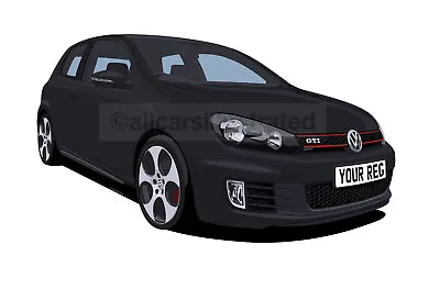 Vw Golf Gti Mk6 Car Art Print Picture (size A3). Personalise It! • $23.56