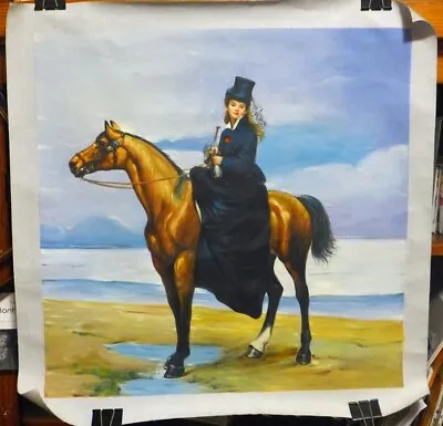 Original Oil Painting On Canvas Woman On Horseback; 27 1/2 X 27 1/2 Inches. • $50