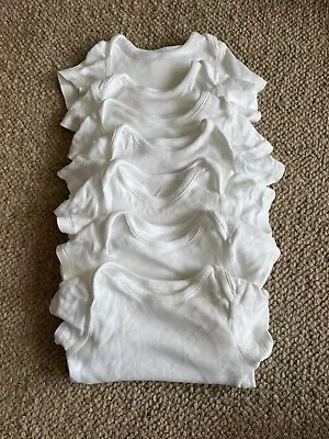 £0.99 • Buy M&S 7 Pack Bodysuits Vests Short Sleeve Cotton White 0-3 Months